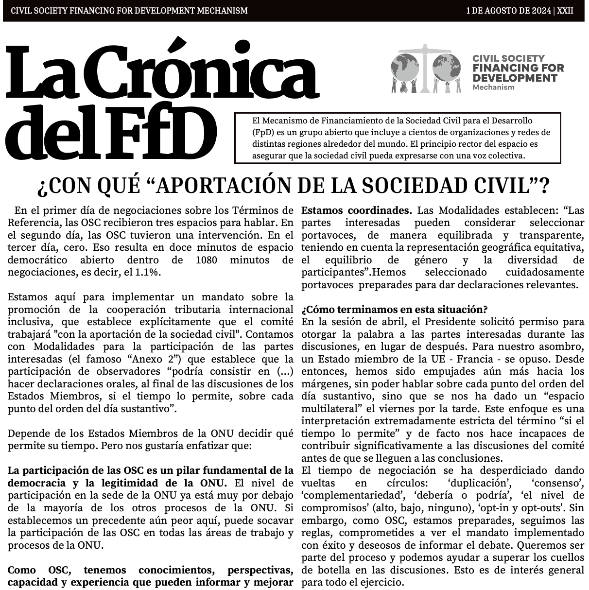 La Crónica del FfD: 1 de agosto